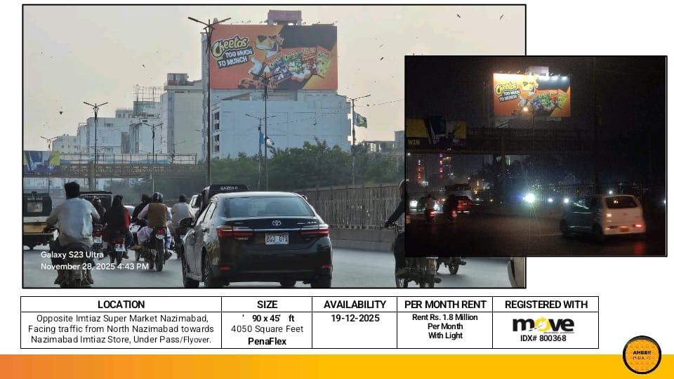 OPPOSITE IMTIAZ SUPER MARKET NAZIMABAD